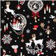 black kawaii Christmas fabric Bambi bunny glitter Japan