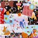 black kawaii fabric France animals sweets Japan