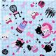 blue canvas fabric kitty presents Japan kawaii