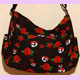 black Canvas bag with skulls & roses