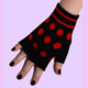 black fingerless gloves with polka dots