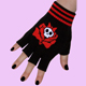 black fingerless gloves with girly skull with rose