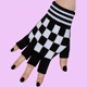 black-white checker fingerless gloves