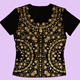 black T-shirt with golden girly skulls size M