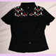 black skull cherry blouse shirt size L