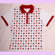 white-red poker checker heart polo shirt size L