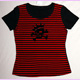black-red stripes skull T-shirt size L