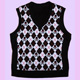 black-white vest with skulls & checker size S