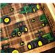 brauner Traktor Stoff kariert John Deere 0,5m