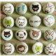 cute kawaii animals buttons light-blue 16 pcs