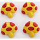 yellow-red cute mushroom buttons 4 pcs