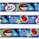 cool blue super heroes woven ribbon trim stars flash