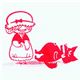 cute Little Red Riding Hood stamp grandmother with wolf