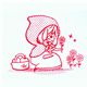 cute Little Red Riding Hood stamp with flowers apple