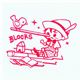 cute Pinocchio stamp with bird kawaii fairy tale