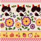 cute black cat Kokka pink Fabric Japan kawaii