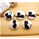 cute black cats buttons red ribbon 5 pcs