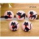 cute black cats pink buttons red ribbon 5 pcs