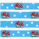 cute blue mushrooms woven ribbon trim dots kawaii