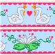 cute blue swans woven ribbon trim water lily