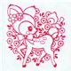 cute deer stamp with bird flowers kawaii Japan