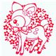 cute deer stamp with ribbon flowers kawaii Japan