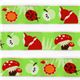 cute green fox woven ribbon trim mushroom ladybird