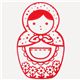 cute matryoshka stamp doll wimple flowers no8