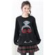 cute nerd sweater girl with red glasses black