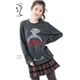 cute nerd sweater girl with red glasses light-grey