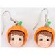 cute pumpkin girl head earrings kawaii