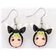 cute reindeer girl head earrings kawaii