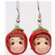 cute strawberry girl head earrings kawaii