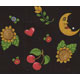 schwarzer kawaii Stoff mit Kirschen, Mond, Herzen 0,5m
