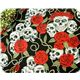black skulls fabric roses thorns half yard
