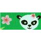 green panda bear woven ribbon trim with cherry blossom