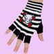 black-white Kitty fingerless gloves