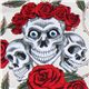 light orange skulls fabric roses thorns
