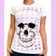 Loungefly white skull & heart rockabilly T-shirt size L