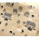 natural zakka fabric houses clouds trees 0.5m