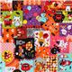 orange Halloween fabric animals witches pumpkins kawaii
