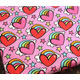pinker Canvas Stoff Herz Regenbogen Sterne 0,5m