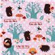 pink hedgehog mushroom Japanese Kokka Fabric Eau de Mer