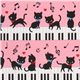 pink kawaii fabric black kitty piano Japan