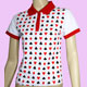 white-red poker checker heart polo shirt size L