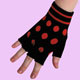 black fingerless gloves with polka dots