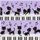 purple kawaii fabric black kitty piano Japan