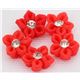 red miniature crystal flowers deco 5 pcs
