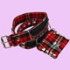 Kilt checker skull belt 105cm