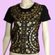 black T-shirt with golden girly skulls size M